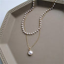 ￼Colar Com Pingente De Pérola De Camada Dupla , Corrente Contas De Ouro , Joias De Clavícula Para Mulheres