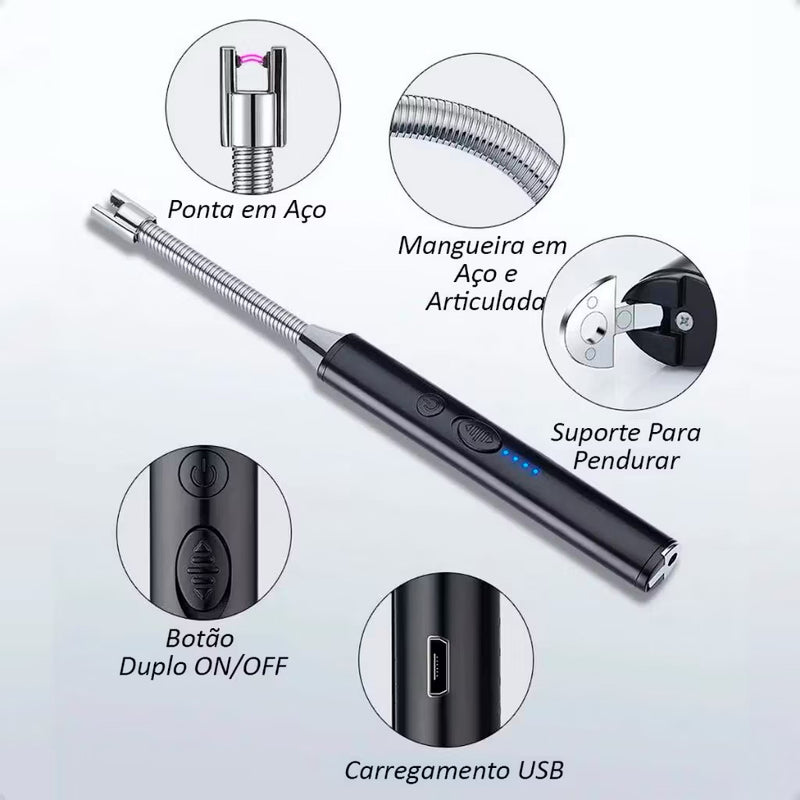 Acendedor Fogão Elétrico Eletrônico Usb Recarregável Luxo
