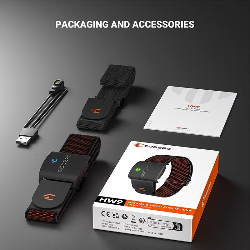 COOSPO HW9 Monitor De Freqüência Cardíaca Com Braçadeira Zonas De HR/Cariories Sensor HRM Para Ciclismo De Fitness BLE5.0 ANT + Peloton , Zwift , Wahoo