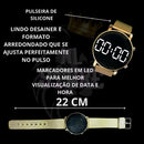 ￼Relógio Feminino Led Digital Kit Redondo Pulseira + Brinco Pulso Led Rosé Prata Preto Dourado
