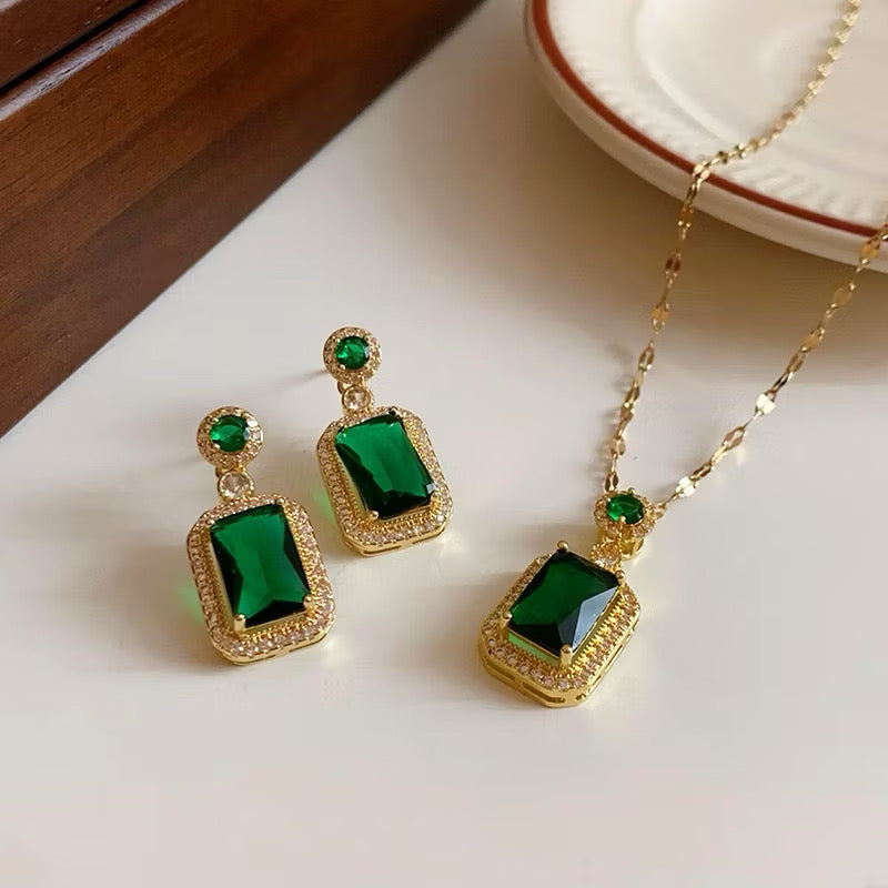 ￼Conjunto De Joias Estilo Americano Europeu Brinco De Diamante Com Colar De Anel De Design, Corrente De Joias Combinando