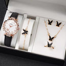 ￼Moda Flor Feminina Relógio Casual Couro Banda Quartzo Jóias Presente Conjunto