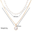 ￼Colar Com Pingente De Pérola De Camada Dupla , Corrente Contas De Ouro , Joias De Clavícula Para Mulheres