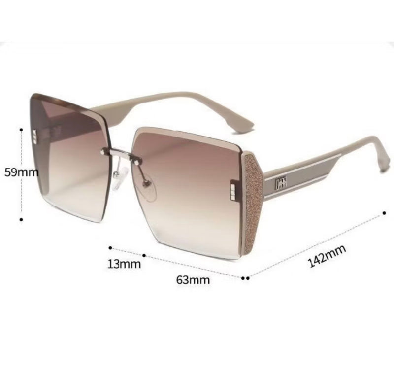 ￼Óculos De Sol Grandes Da Moda Para Homens E Mulheres , Tons De Luxo Sem Moldura UV400