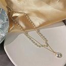 ￼Colar Com Pingente De Pérola De Camada Dupla , Corrente Contas De Ouro , Joias De Clavícula Para Mulheres