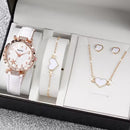 ￼Moda Flor Feminina Relógio Casual Couro Banda Quartzo Jóias Presente Conjunto