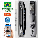 Fechadura Digital Tuya Biométrica Wifi ou Bluetooth Universal Fechadura de Sobrepor Digital X2 Inteligente Biometria Senha Português Disponível Bluetooth Fechadura Smart Pilhas AAA Airbnb Gerenciador Usuário