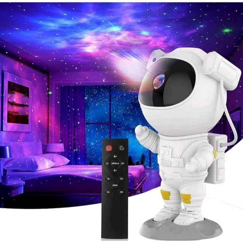 Projetor de Luz Noturna Astronauta Galaxy Star com Efeitos de Nebulosa RGB LED