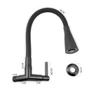 Torneira gormet cozinha parede pia flexível dois jatos preta