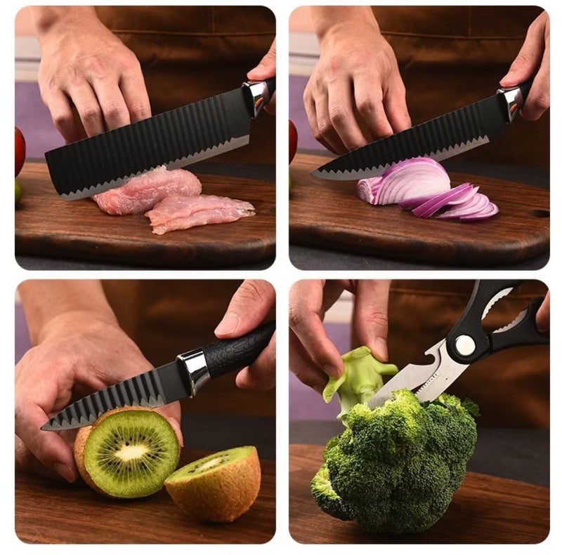 Kit de 6 Facas Churrasco inox cozinha Profissional Antiaderente