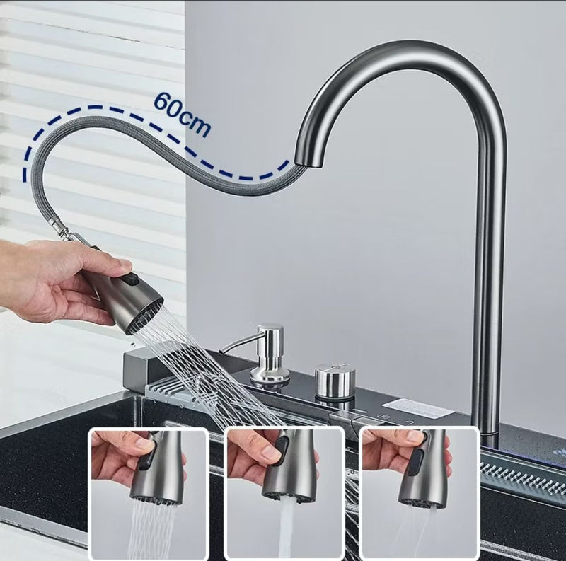 Kit Cuba Cozinha Gourmet Luxo 304 Aço Inox Pia De Cozinha Com Acessórios Conjunto De Torneiras 75X46X21cm