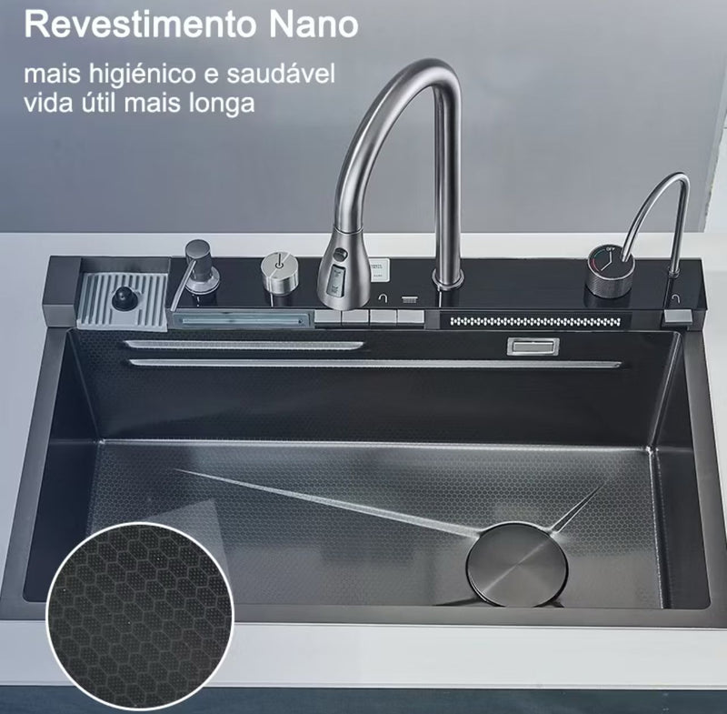 Kit Cuba Cozinha Gourmet Luxo 304 Aço Inox Pia De Cozinha Com Acessórios Conjunto De Torneiras 75X46X21cm