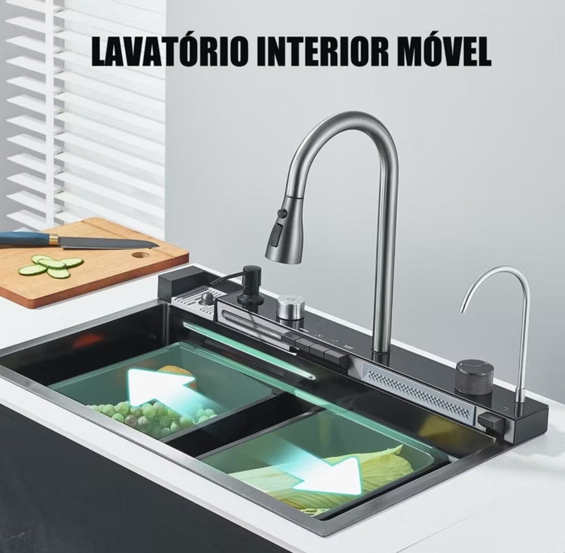 Kit Cuba Cozinha Gourmet Luxo 304 Aço Inox Pia De Cozinha Com Acessórios Conjunto De Torneiras 75X46X21cm