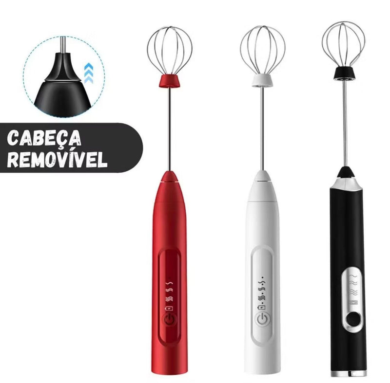 Batedor Misturador Mixer Elétrico para Bebidas Leite Café Clara de Ovo 2 em 1