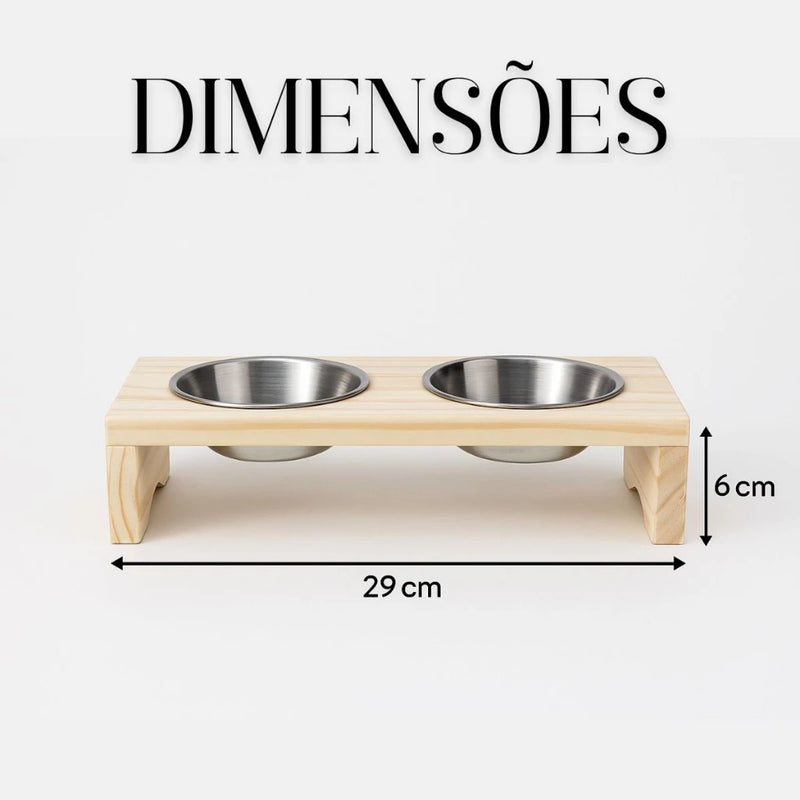 Comedouro e Bebedouro Madeira Pinus e Aluminio pra Cachorro ou Gato